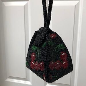 Cherry Beaded Wristlet
